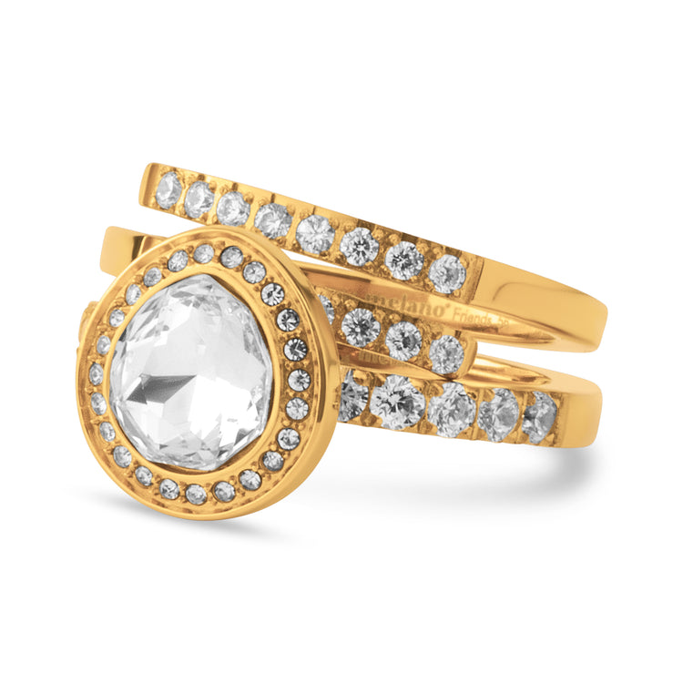 Melano Twisted & Friends Crystal Sleigh Ring Set