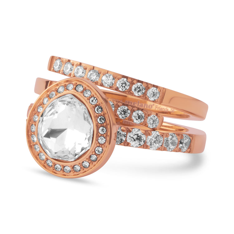 Melano Twisted & Friends Crystal Sleigh Ring Set