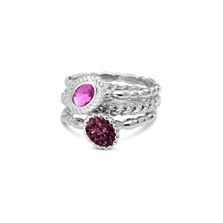 Melano Twisted & Friends Purple Peony Ring Set
