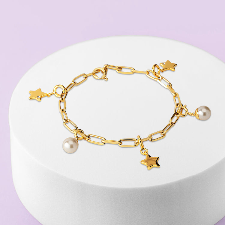 Melano Ornaments Christmas Charms Armbandset, vergoldetes Silber