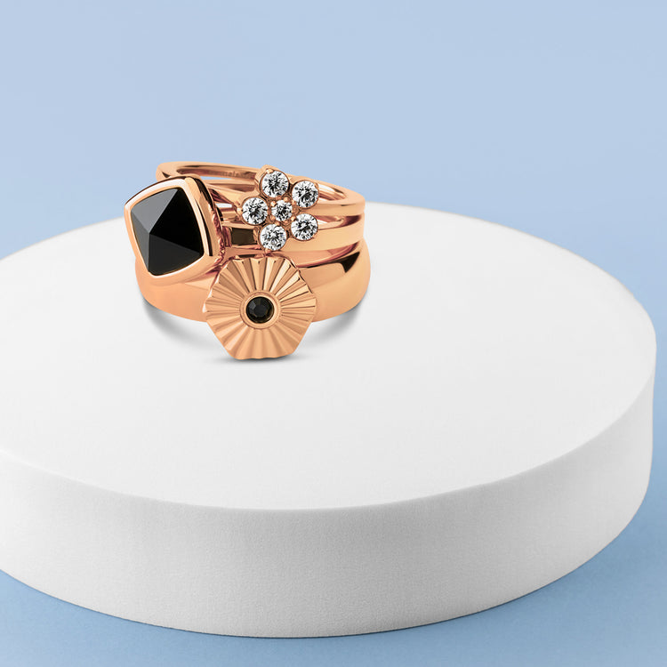 Melano Twisted & Vivid Snowflake Sparkle Ring Set