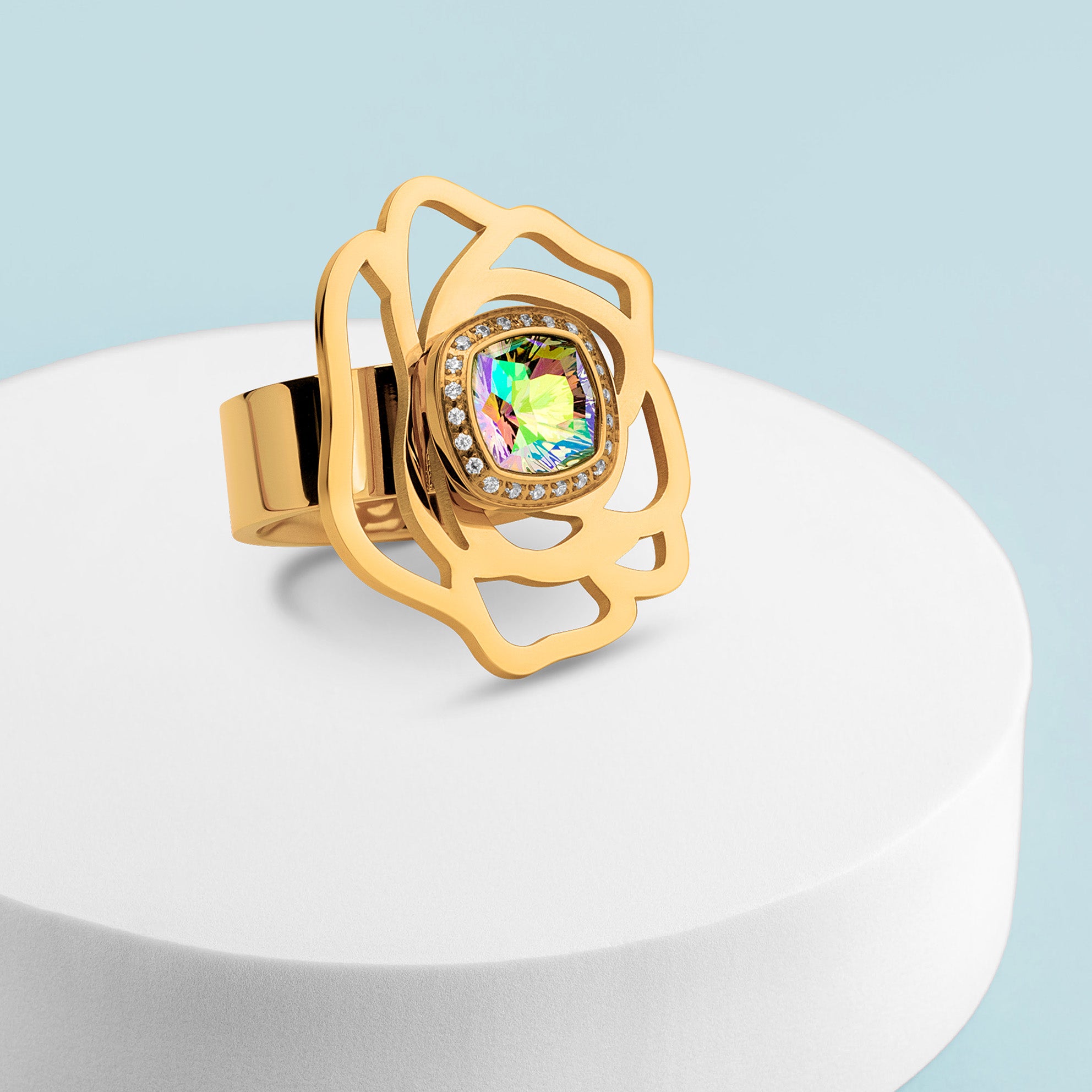 Melano Vivid Blomming Rose Ring Set