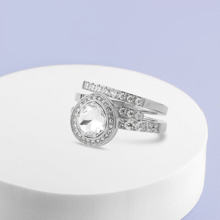 Melano Twisted & Friends Crystal Sleigh Ring Set