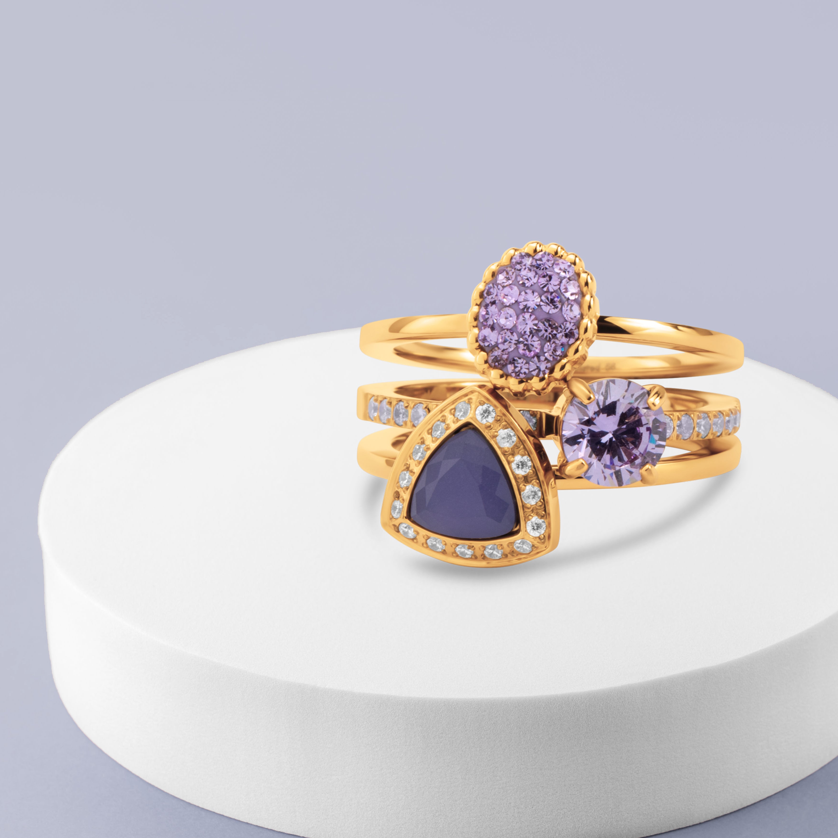 Melano Twisted Lavender Smash Ringen Set(goud)