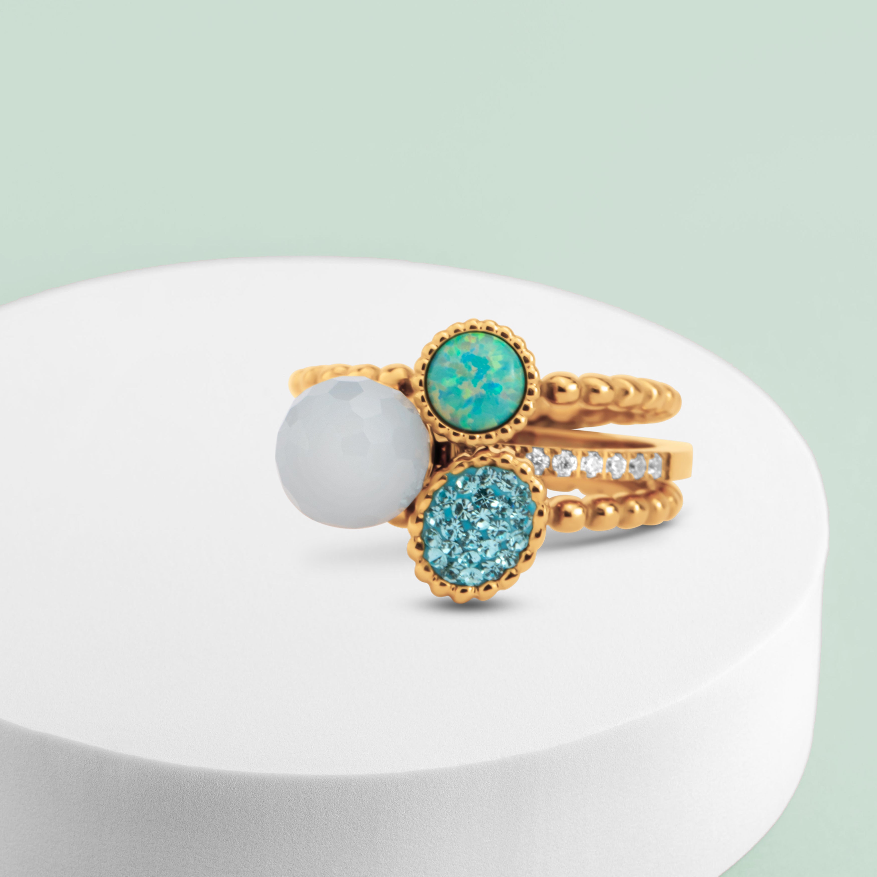 Melano Twisted Aqua Rush Ring Set