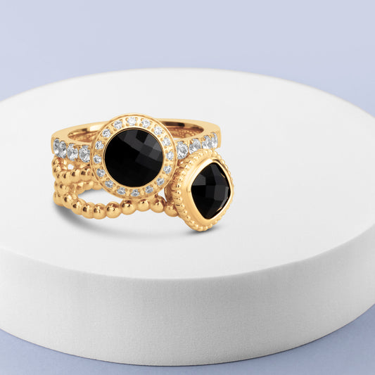 Melano Twisted & Vivid Golden Flare Ringe-Set