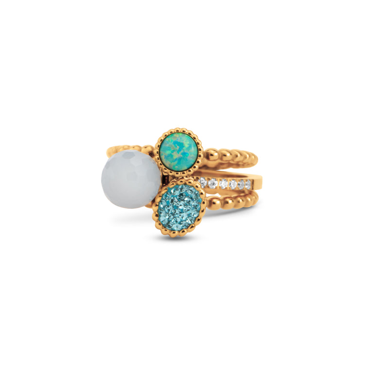 Melano Twisted Aqua Rush Ringe Set