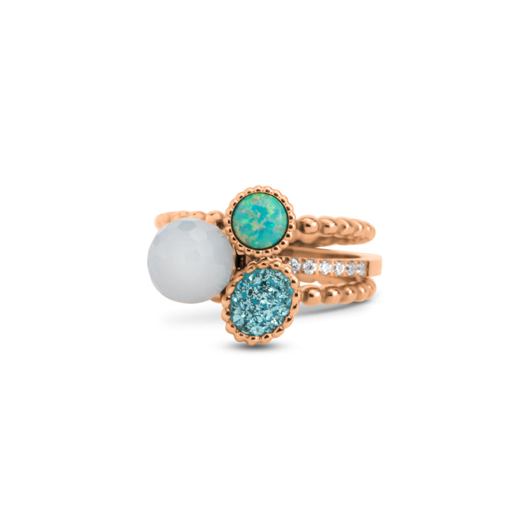 Melano Twisted Aqua Rush Ringe Set