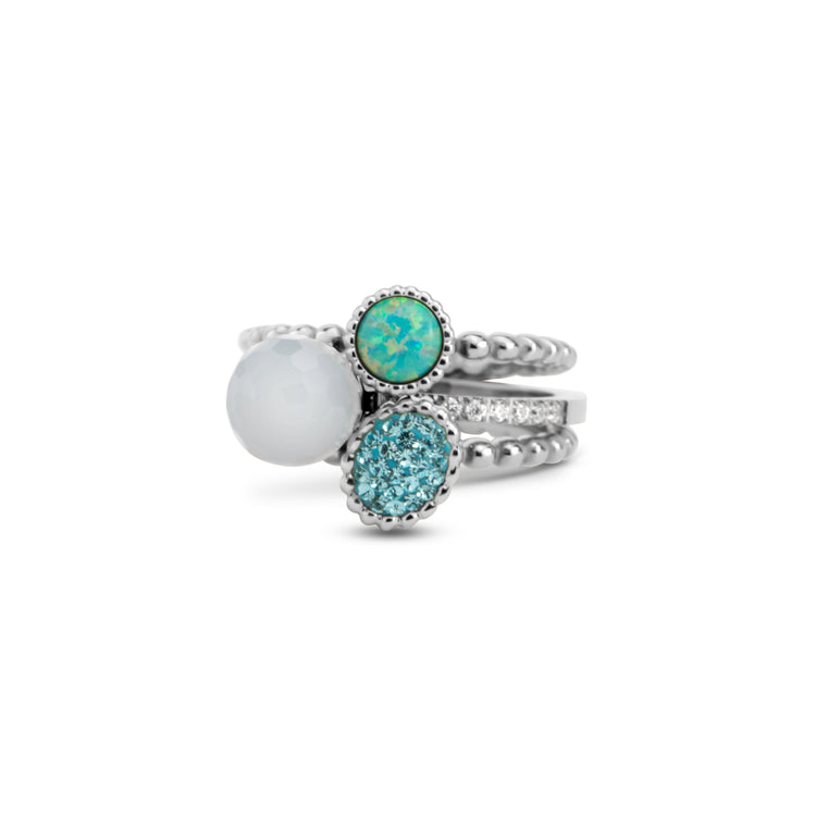 Melano Twisted Aqua Rush Ringe Set