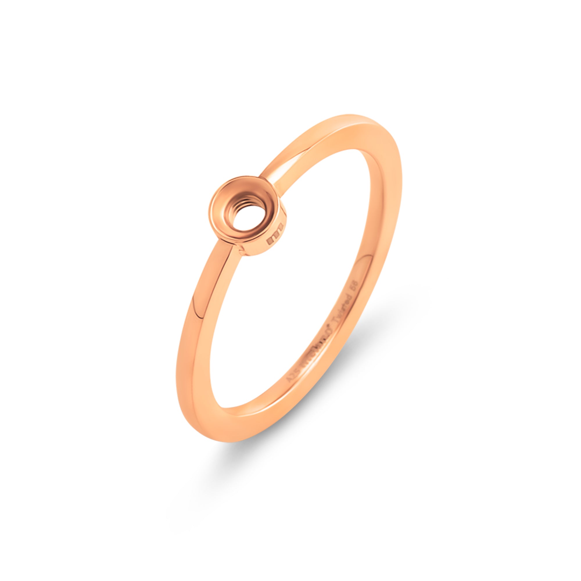 Anello in acciaio inox Melano twisted resin rosé senza