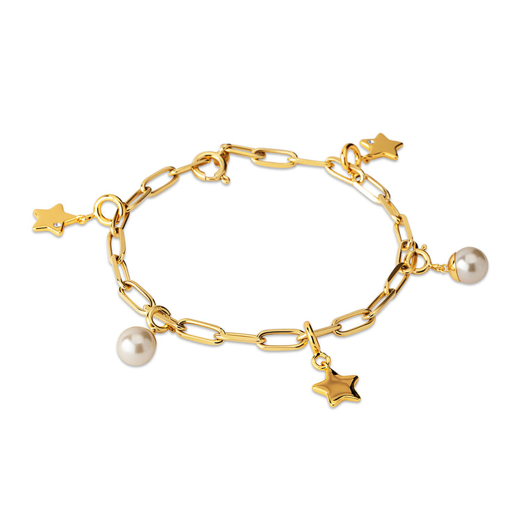 Melano Ornaments Christmas Charms Armbandset, vergoldetes Silber