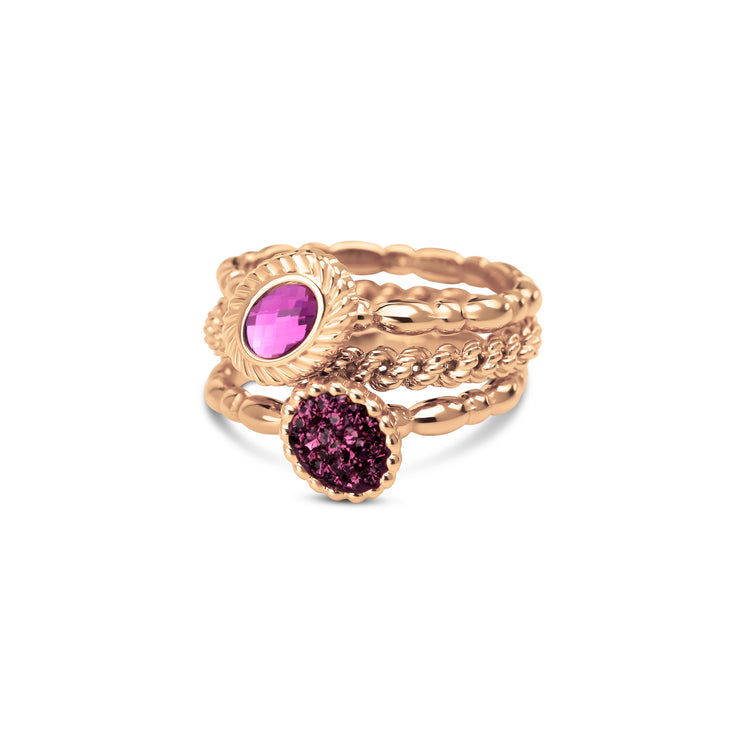 Melano Twisted & Friends Purple Peony Ring Set