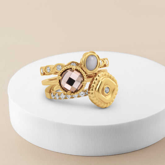 Melano Vivid & Twisted Champagne Glow Ringen Set