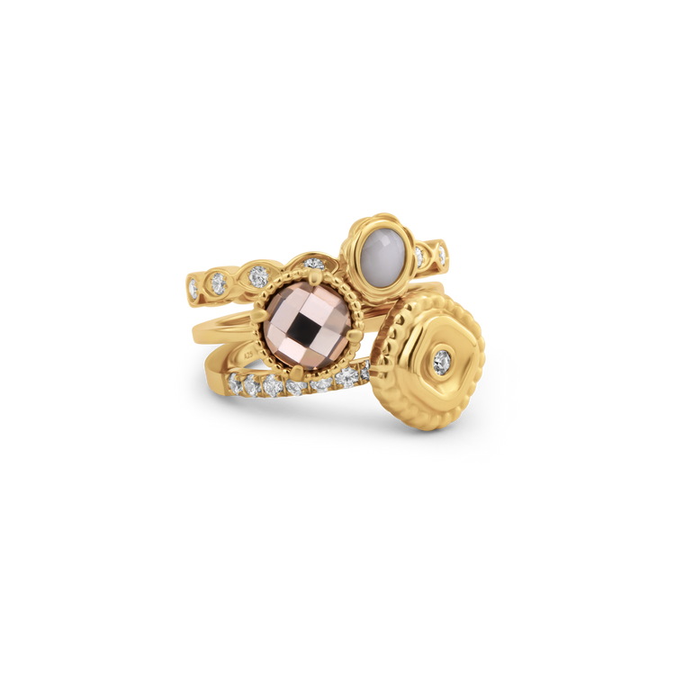 Melano Vivid & Twisted Champagne Glow Ringen Set