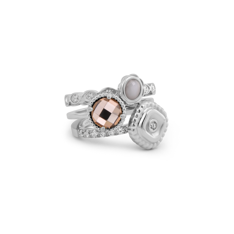 Melano Vivid & Twisted Champagne Glow Ringen Set