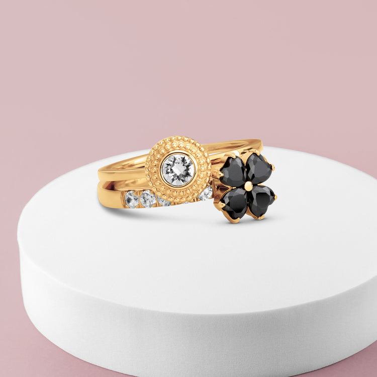 Melano Twisted Snowy Glow Ringen Set