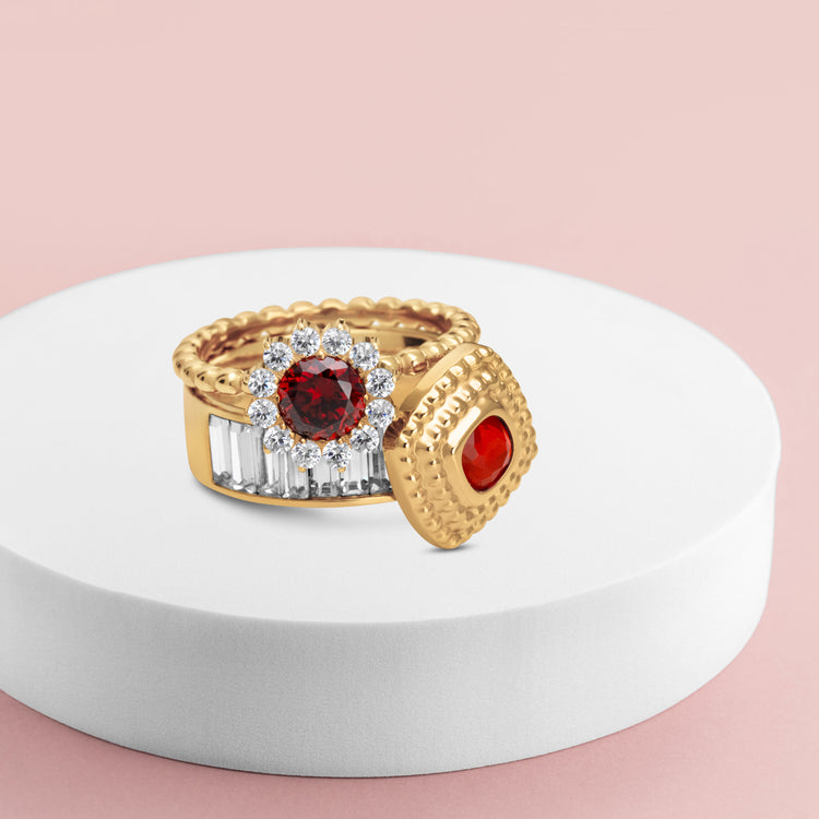 Melano Twisted & Vivid Snowy Kiss Ring-Set