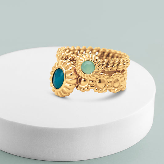 Melano Twisted & Vivid Green Grass Ringe-Set