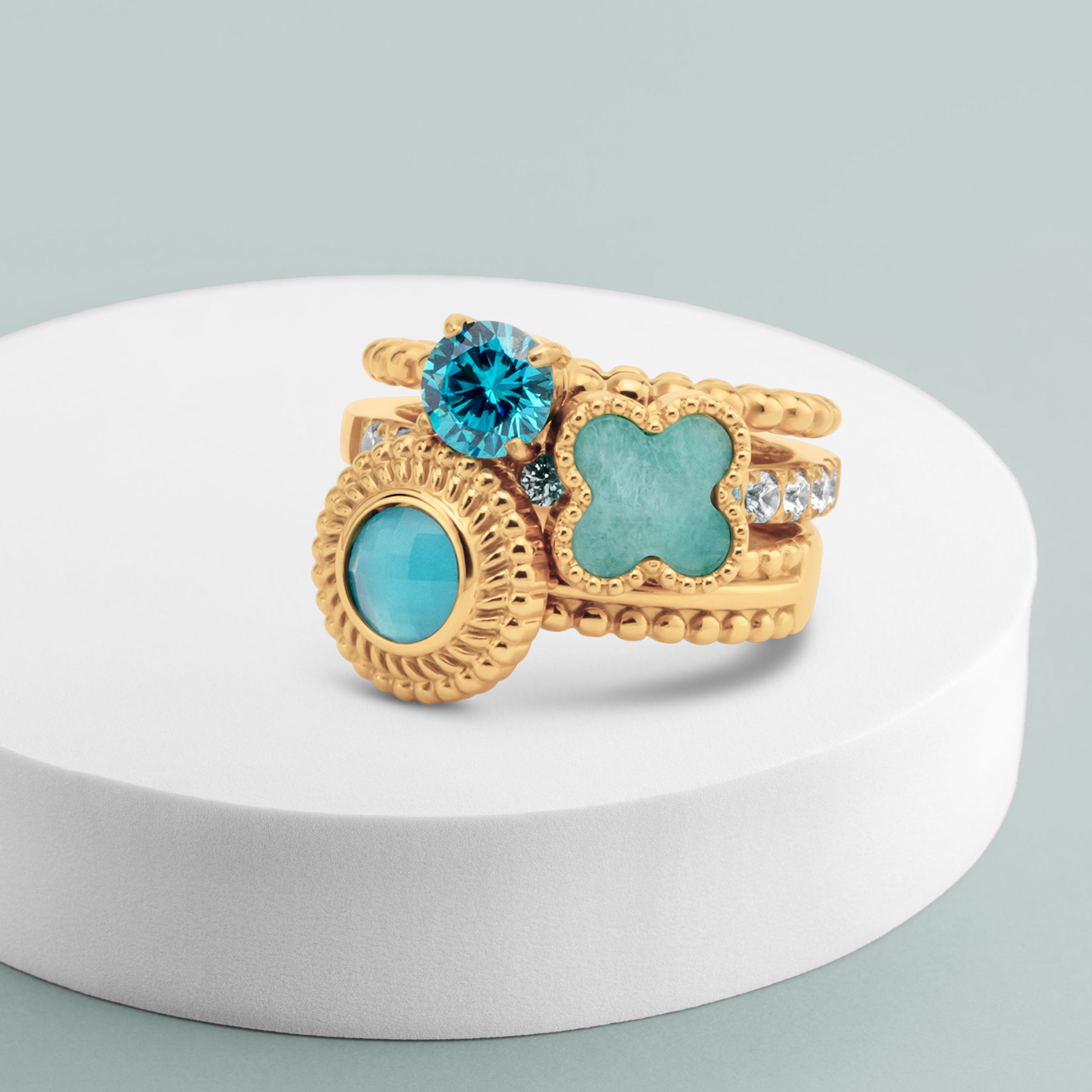 Tangrazian Ringen Melano Twisted Retro Royal Ringen Set